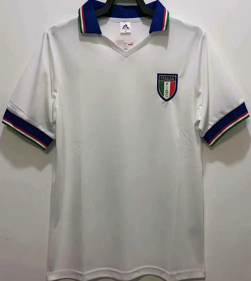 1982 Italy Away White Retro Soccer Jersey Front
