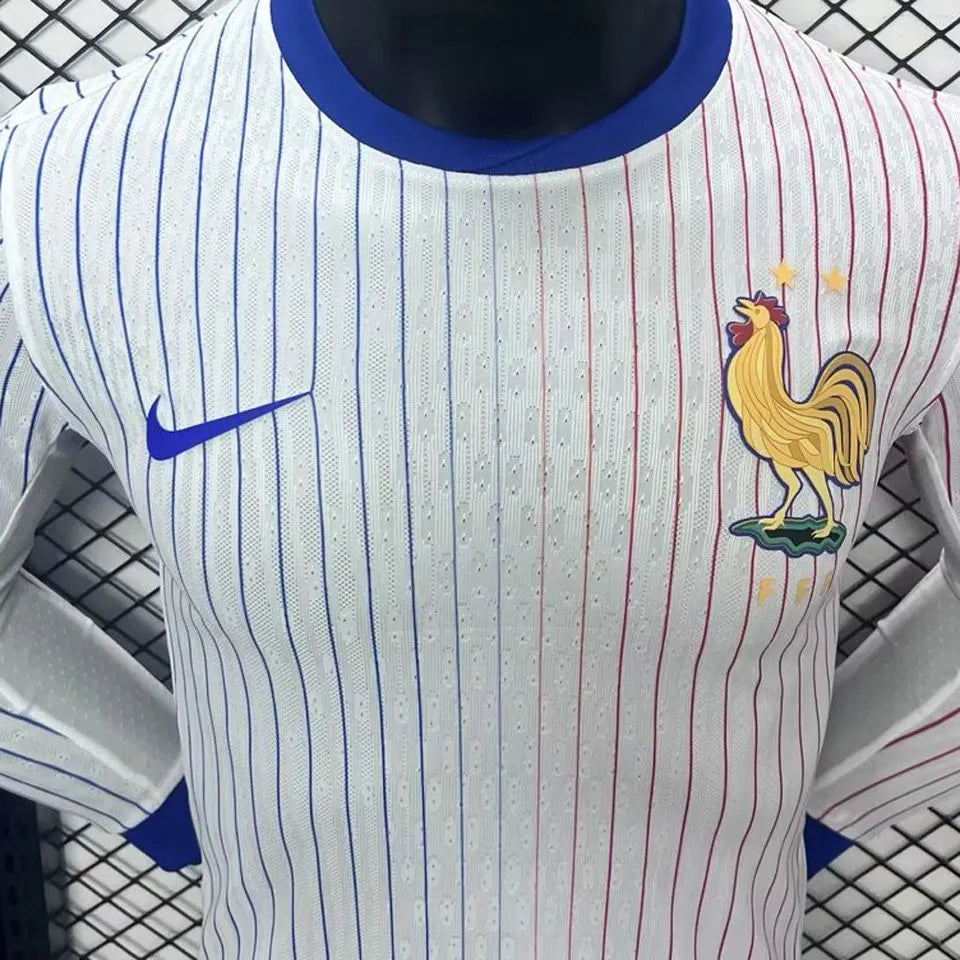 2024//25 France Away White Player Version Long Sleeve Jersey Detail 1