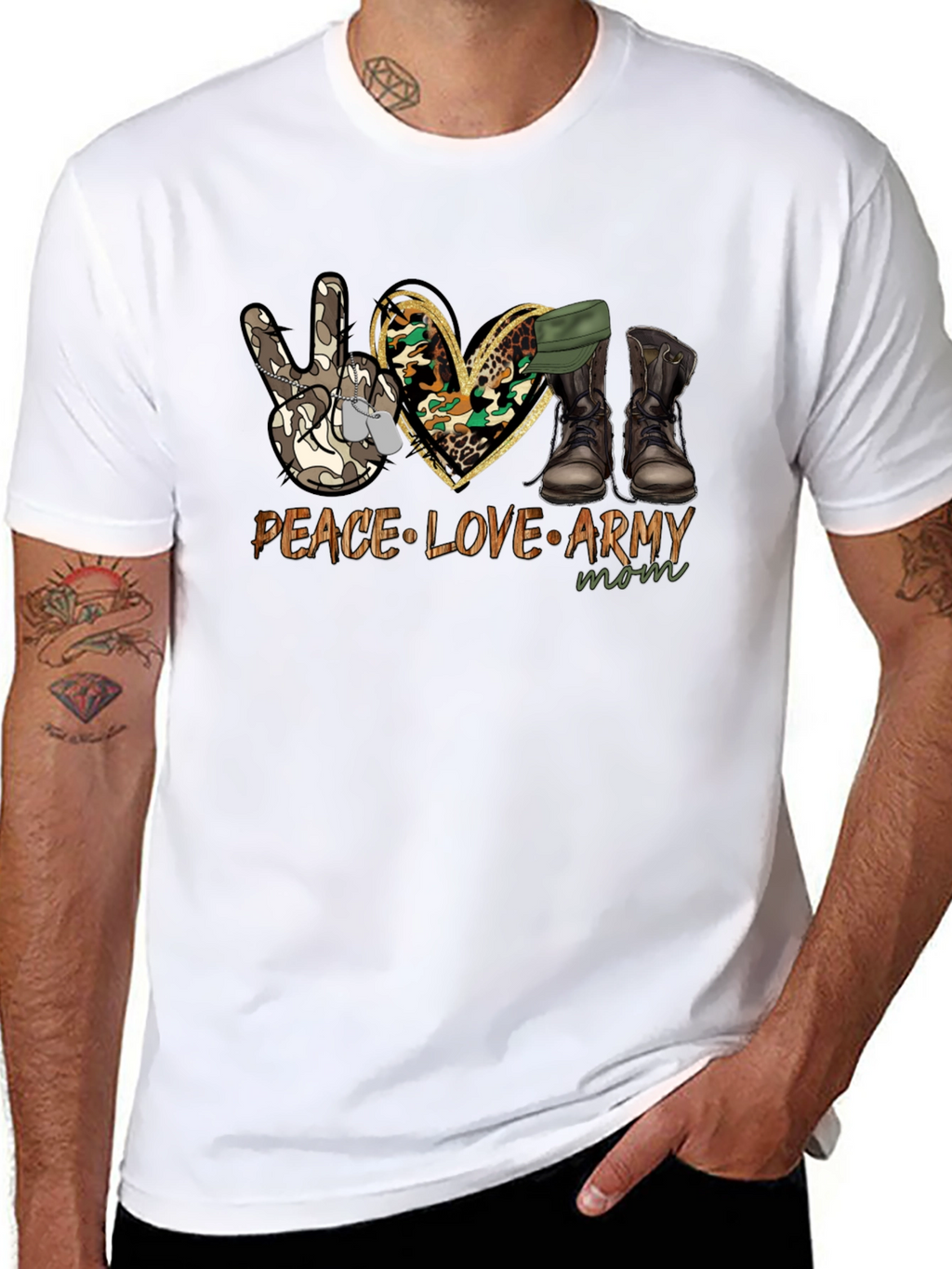 Peace Love Army Mom T-Shirt