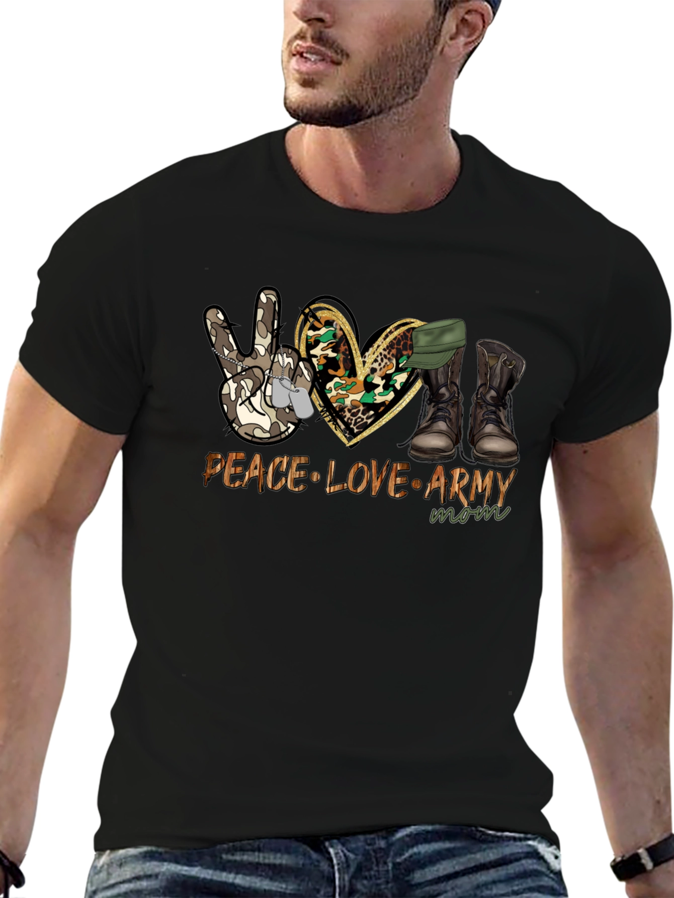 Peace Love Army Mom T-Shirt