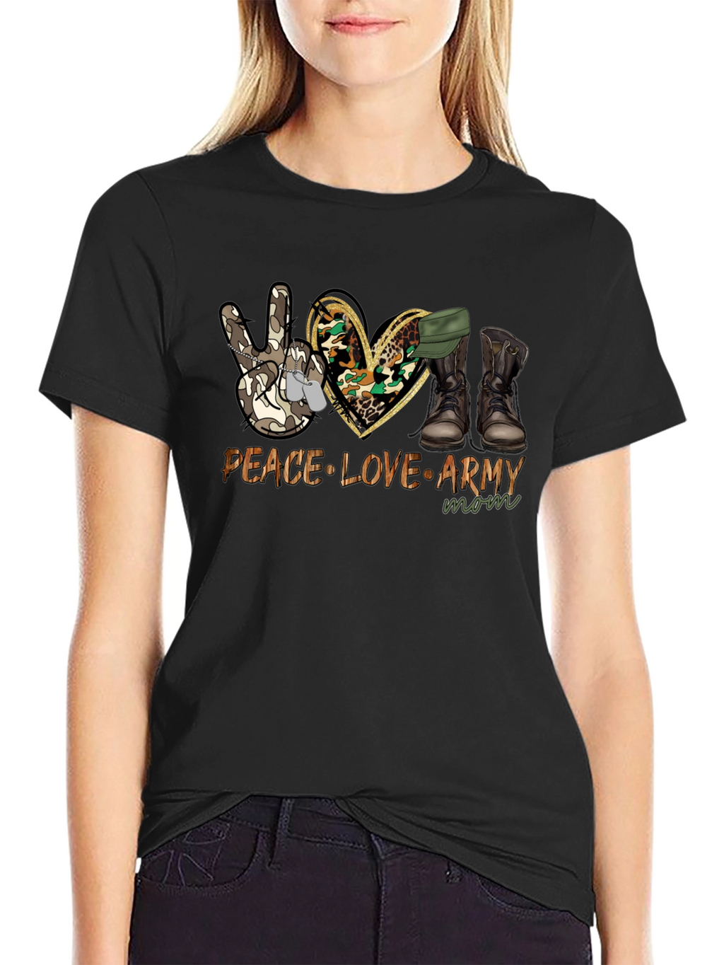 Peace Love Army Mom T-Shirt