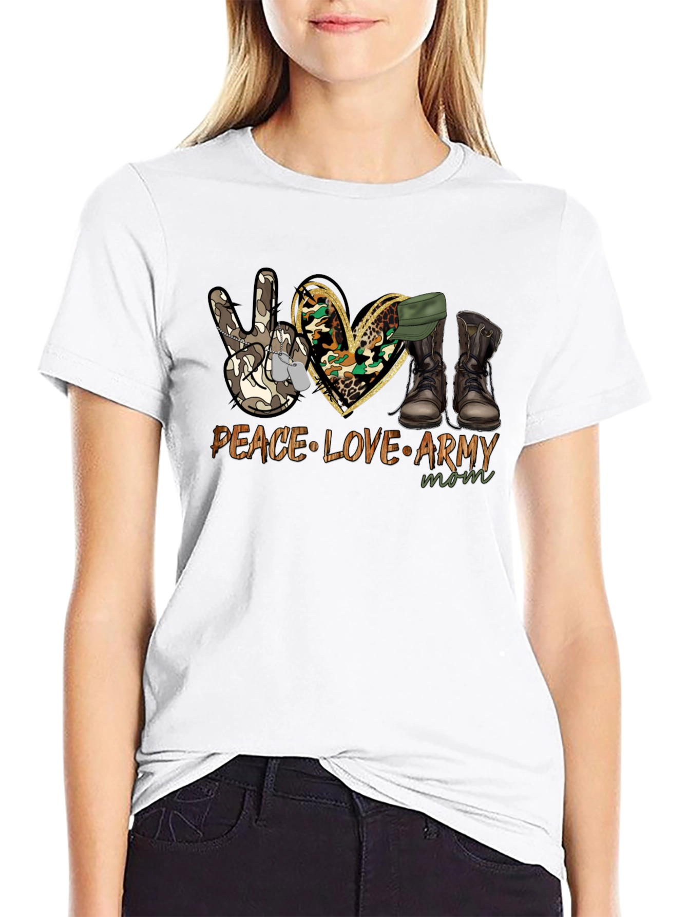 Peace Love Army Mom T-Shirt