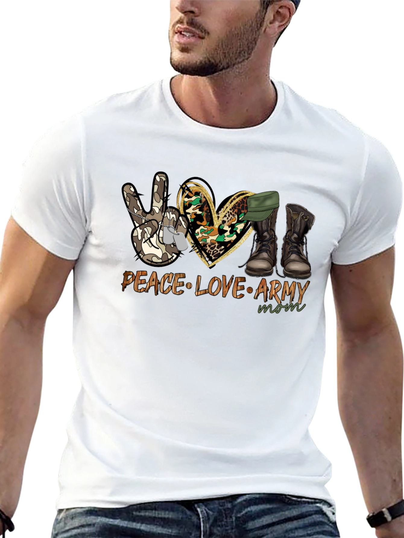 Peace Love Army Mom T-Shirt
