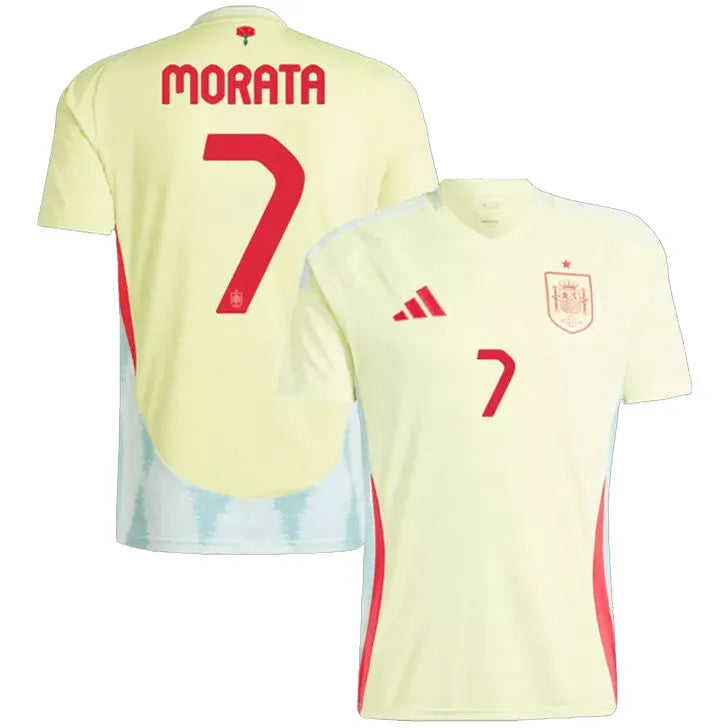 MORATA #7 Spain 1:1 Quality Away Yellow Fans Jersey 2024/25 ★★ Front
