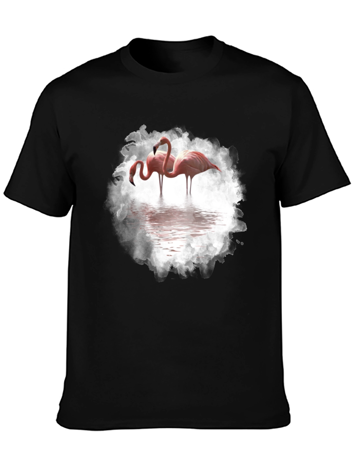 Flamingo Graphic Print Black T-Shirt