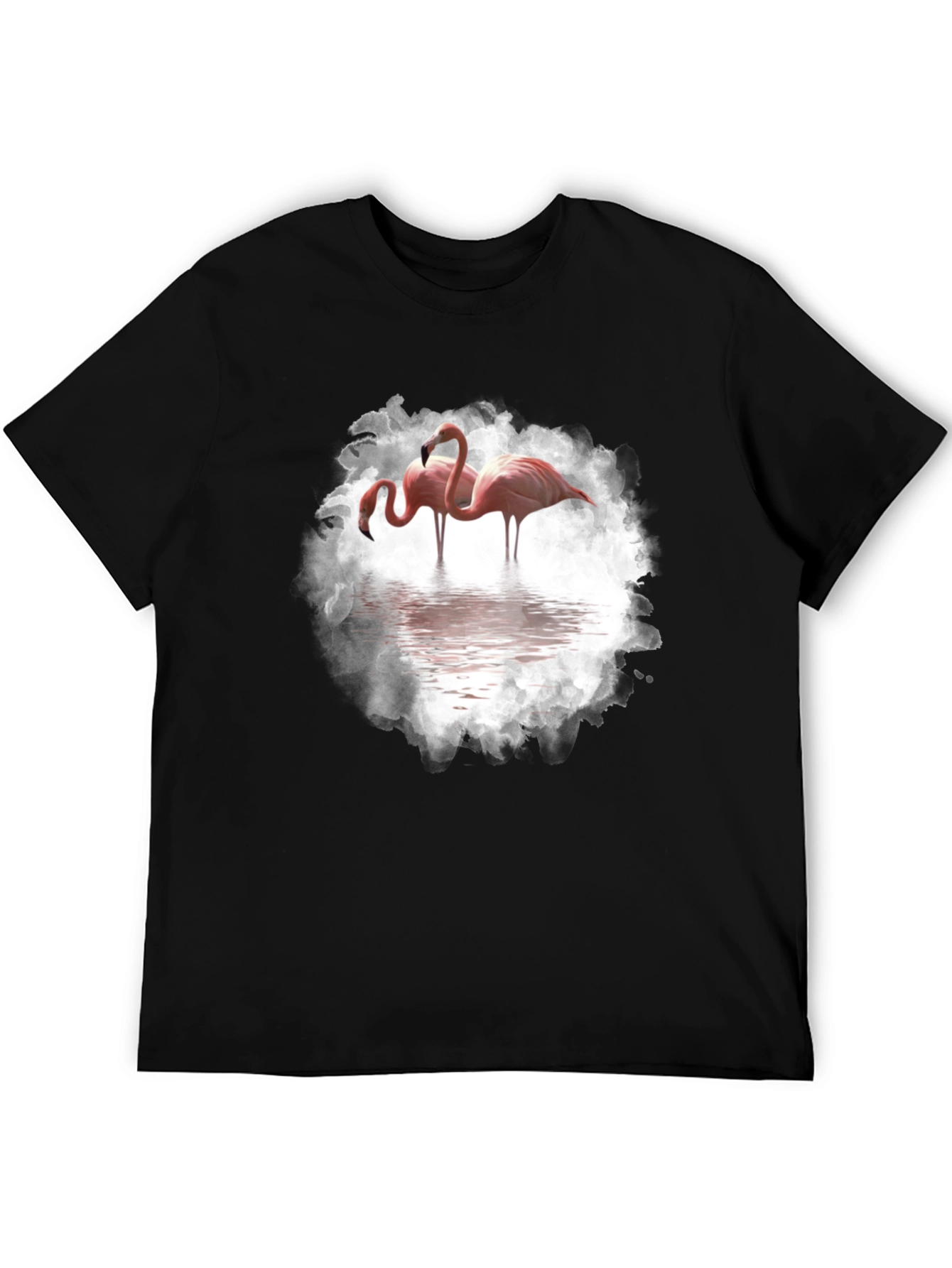 Flamingo Graphic Print Black T-Shirt