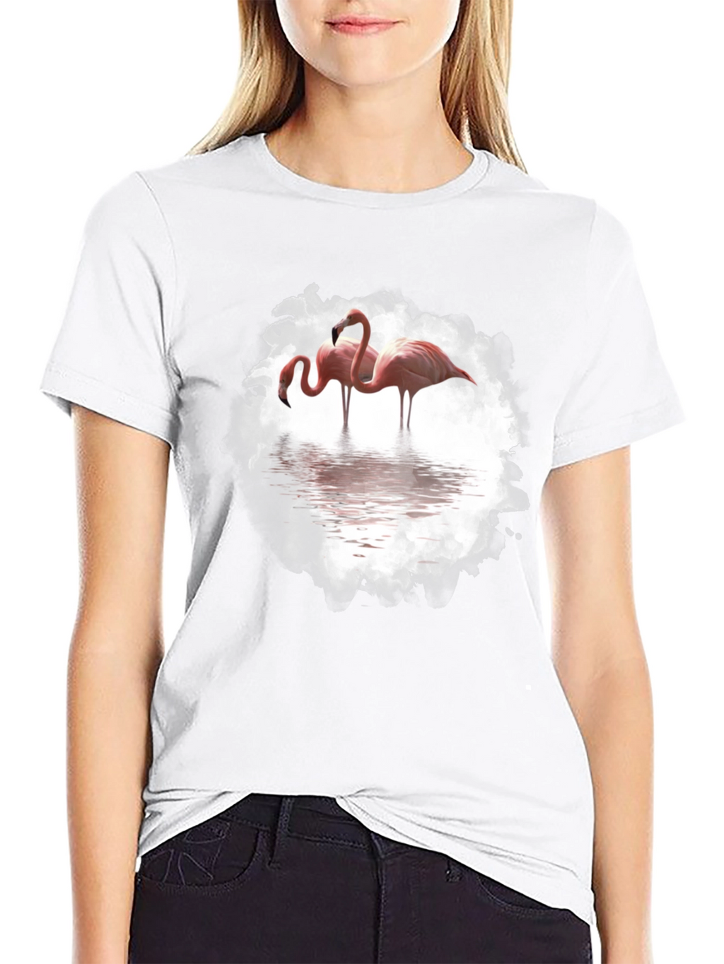Flamingo Graphic Print Black T-Shirt