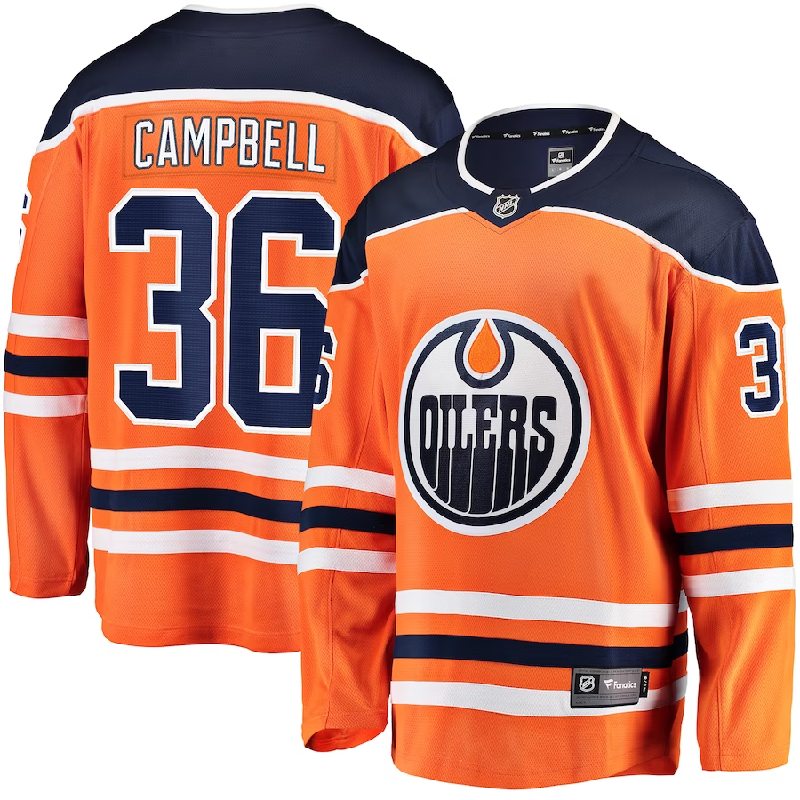 Men's Edmonton Oilers Jack Campbell #36 Orange Home Breakaway Player Jerseys