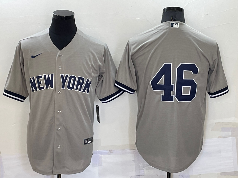 Men's New York Yankees Andy Pettitte #46 Gray Replica Player Name Jerseys