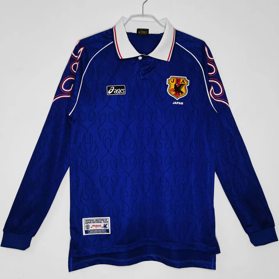 1998 Japan Home Blue Retro Long Sleeve Retro Jersey Front