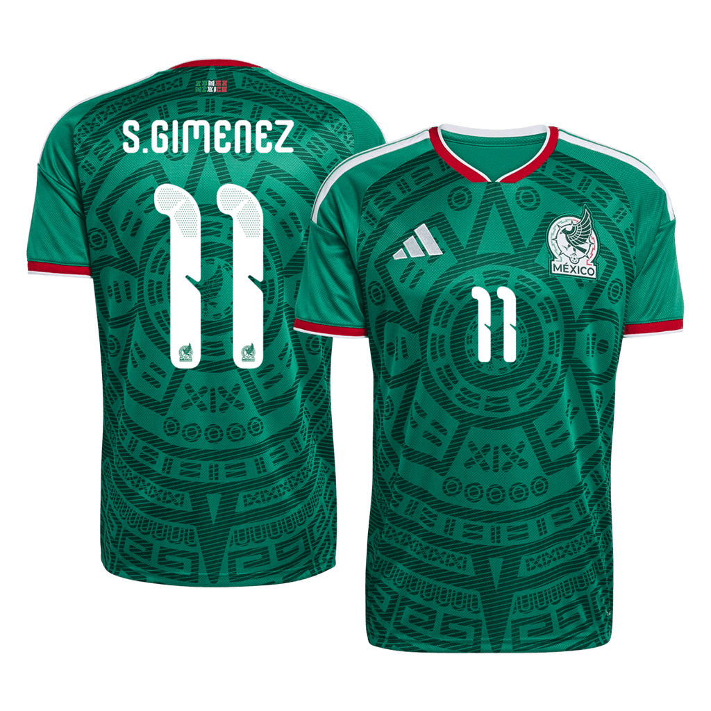 S.GIMENEZ#11 Mexico Home Soccer Jersey World Cup 2026 Green Front