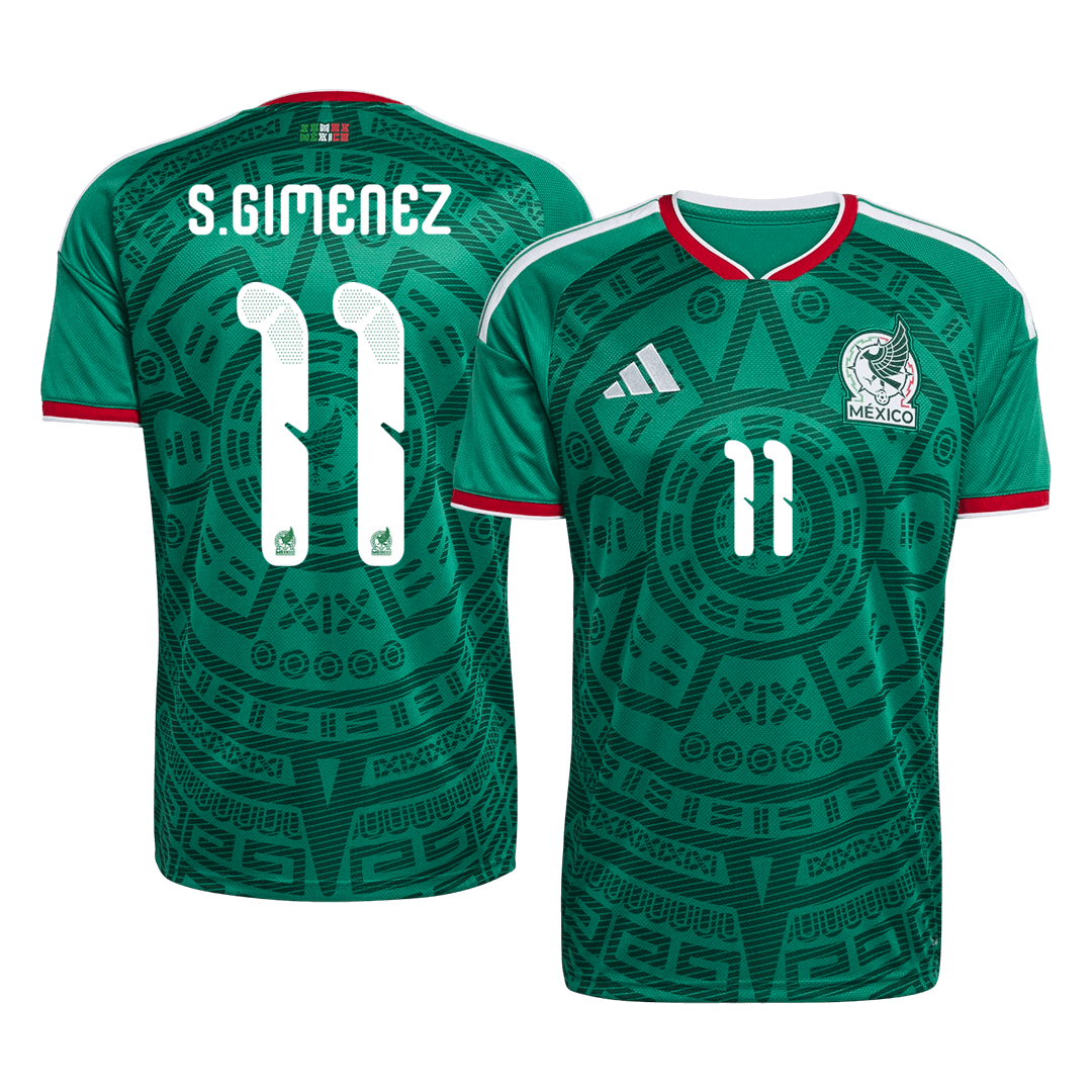 S.GIMENEZ#11 Mexico Home Soccer Jersey World Cup 2026 Green Front