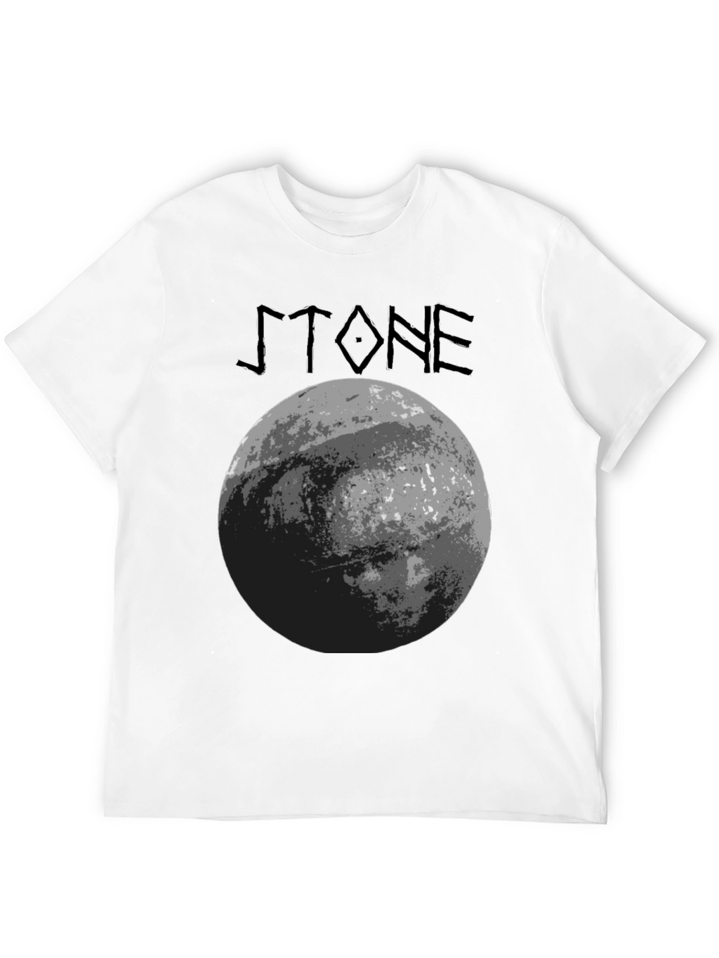 Stone Graphic T-Shirt - Black Crew Neck Tee