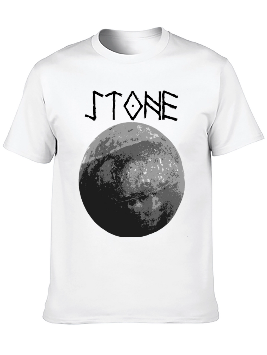 Stone Graphic T-Shirt - Black Crew Neck Tee