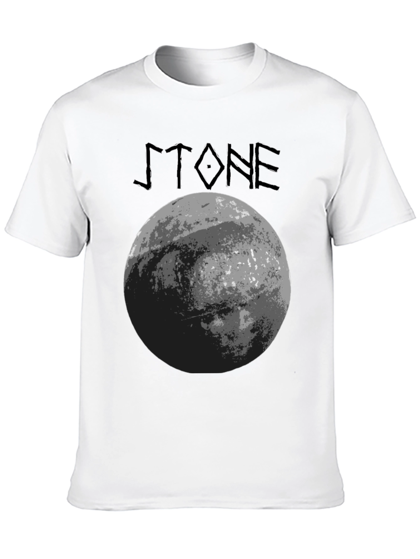 Stone Graphic T-Shirt - Black Crew Neck Tee