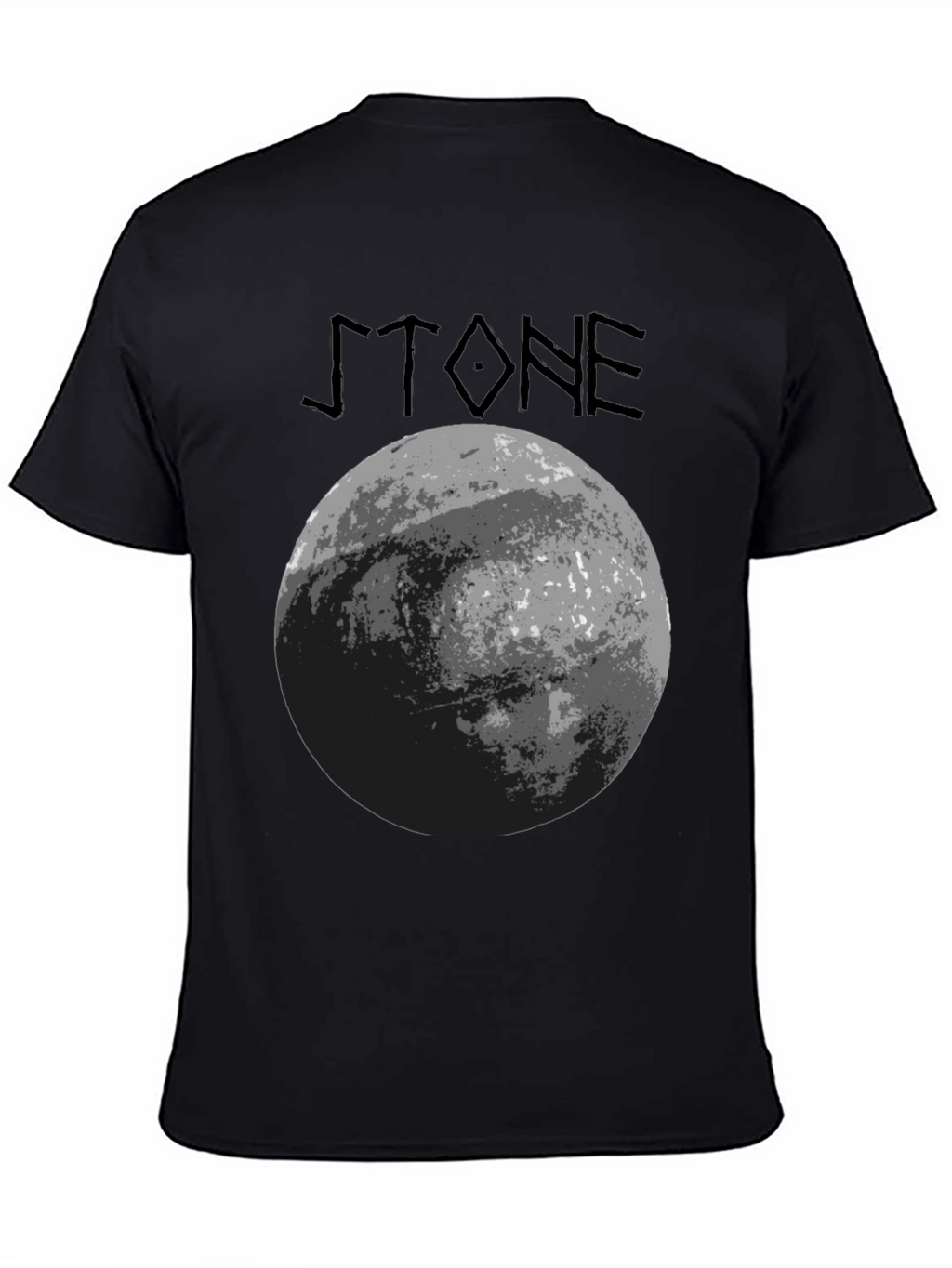 Stone Graphic T-Shirt - Black Crew Neck Tee