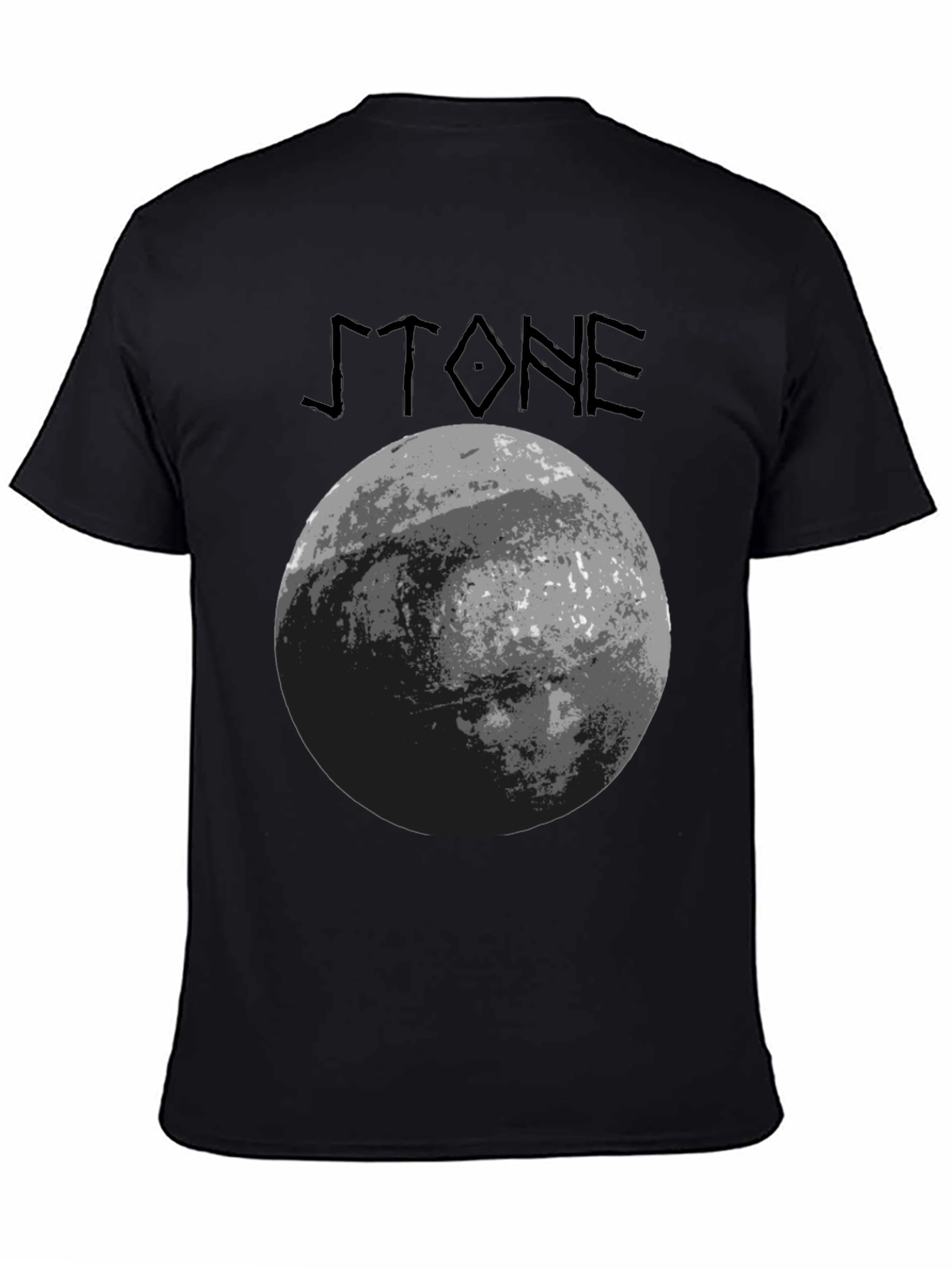 Stone Graphic T-Shirt - Black Crew Neck Tee