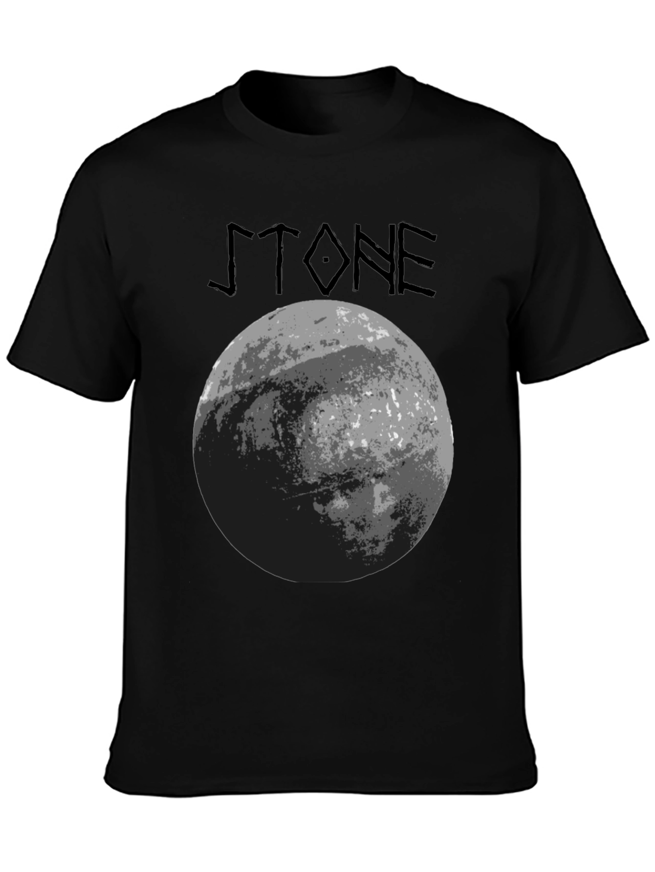 Stone Graphic T-Shirt - Black Crew Neck Tee