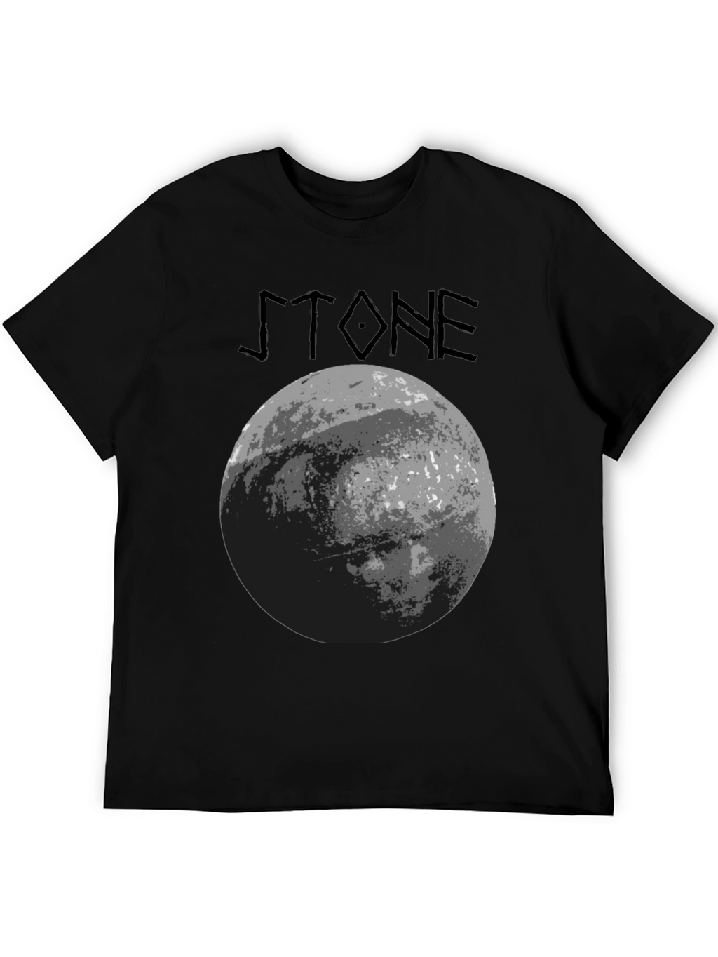 Stone Graphic T-Shirt - Black Crew Neck Tee