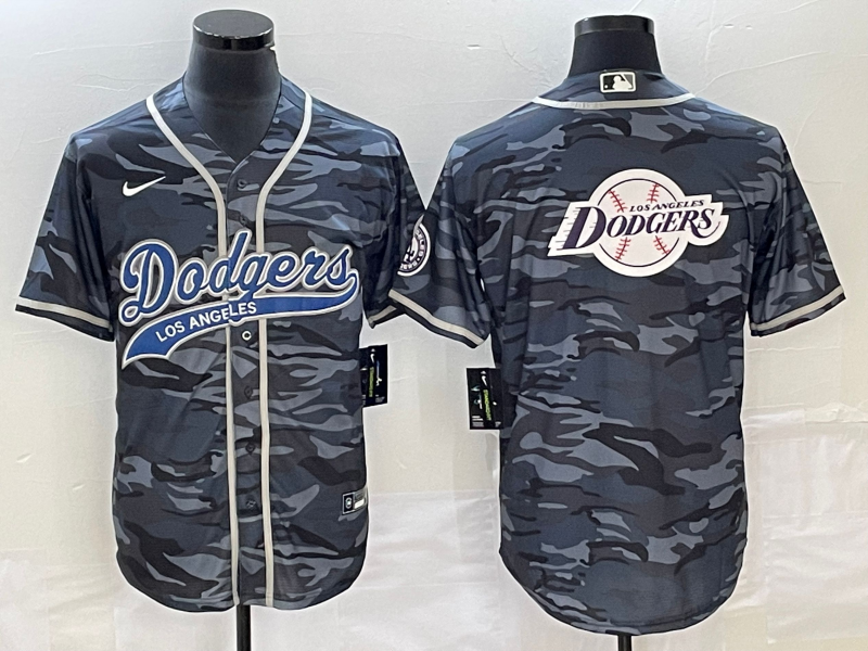 Men's Los Angeles Dodgers Grey Camouflage Player Jerseys Joint Edition