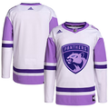 Men's Florida Panthers White/Purple Hockey Fights Cancer Primegreen Authentic Blank Jerseys
