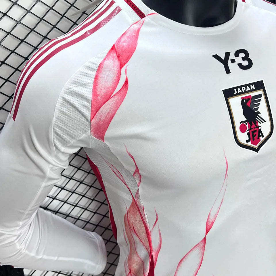 2024/25 Japan Away Y-3 White Player Version Long Sleeve Jersey Detail 3