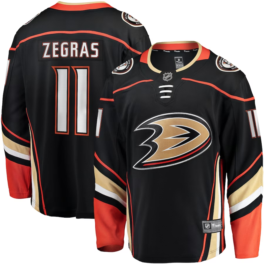 Men's Anaheim Ducks Trevor Zegras #11 Black Home Breakaway Player Jerseys