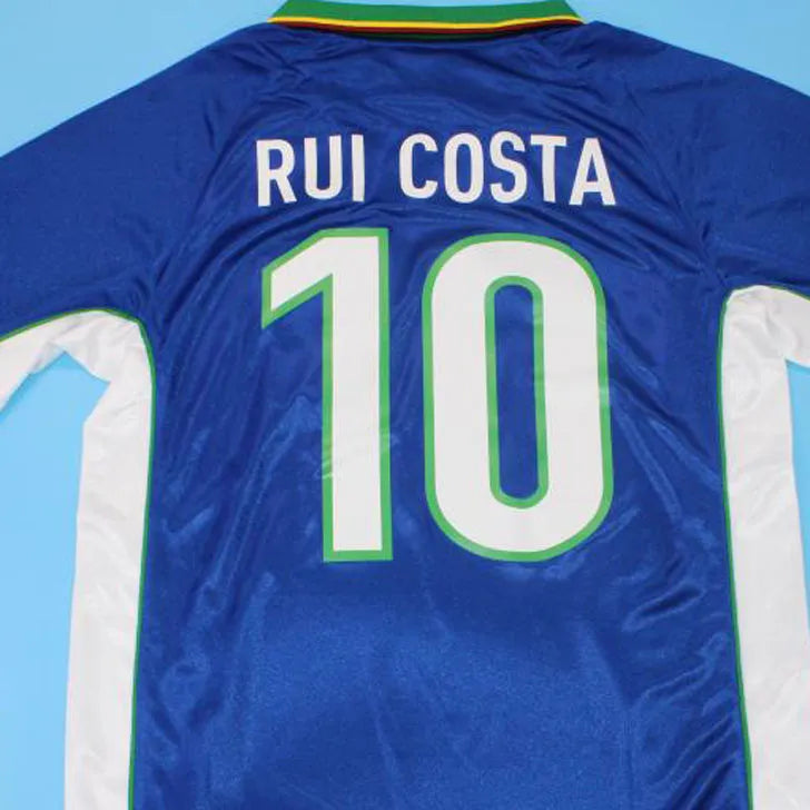 1998 Portugal Away Blue Retro Soccer Jersey Detail 1