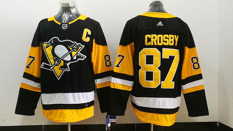 Men's Pittsburgh Penguins sidney crosby  #87 Black Replica Player Jerseys