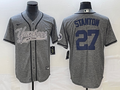 Men's New York Yankees Giancarlo Stanton #27 Gray Game Jerseys Joint Edition