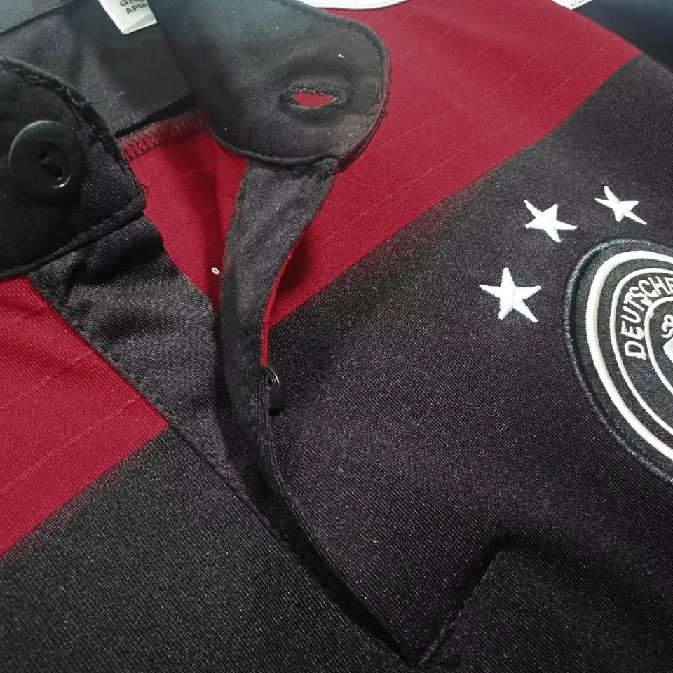 2014 Germany Away Balck And Red Retro Soccer Jersey 3 Start三星 Detail 1
