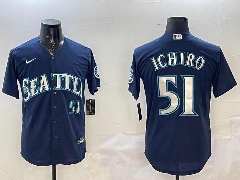 Men's Seattle Mariners Ichiro Suzuki #51 Navy Replica Player Jerseys