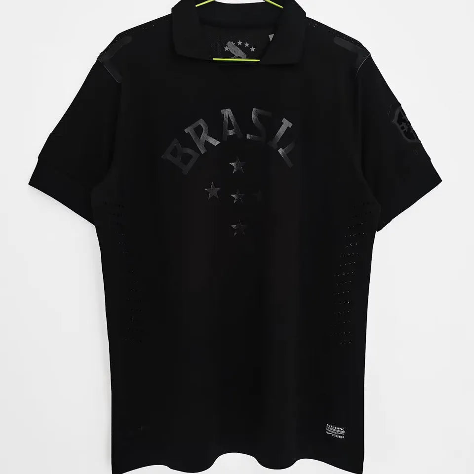 2013/14 Brazil 3rd All Black Retro Soccer Jersey Front