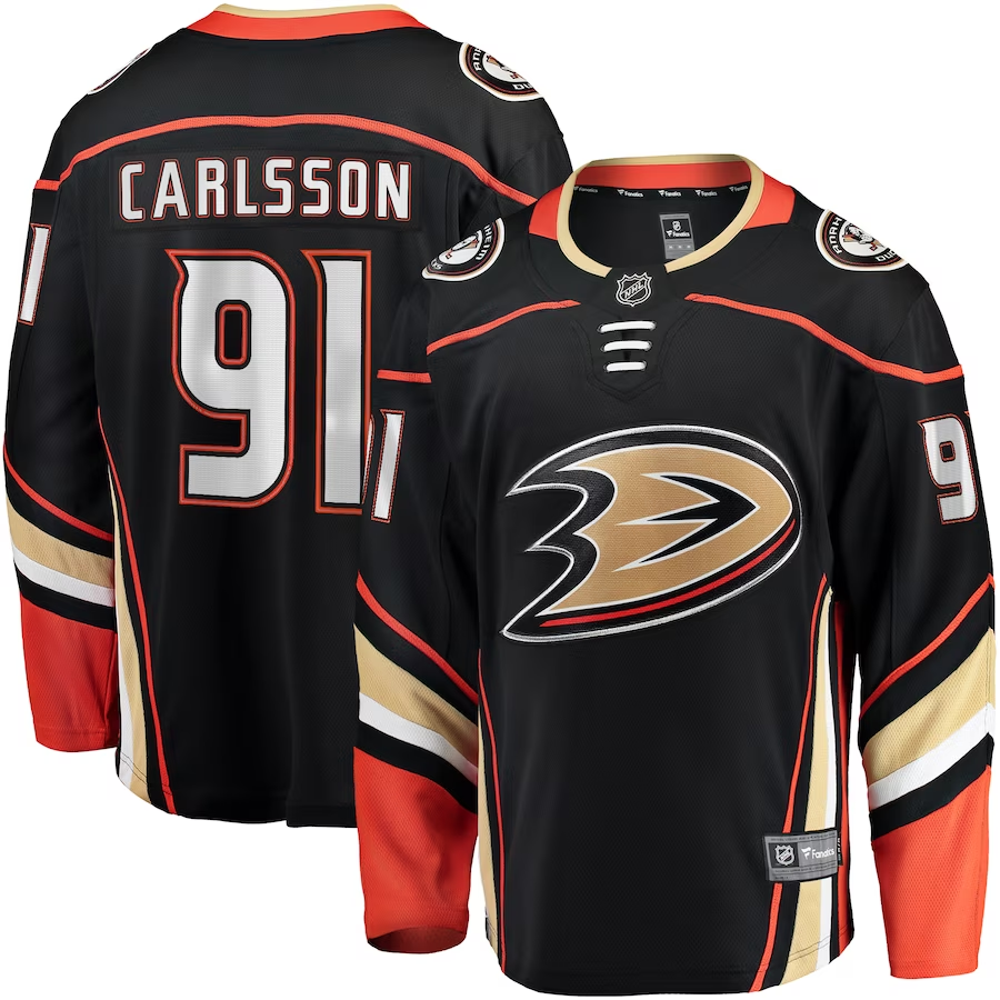 Men's Anaheim Ducks Leo Carlsson #91 Black Home Breakaway Player Jerseys
