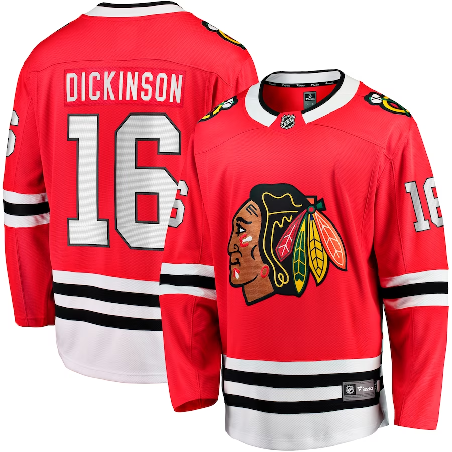 Men's Chicago Blackhawks Jason Dickinson #16 Red Home Breakaway Jerseys