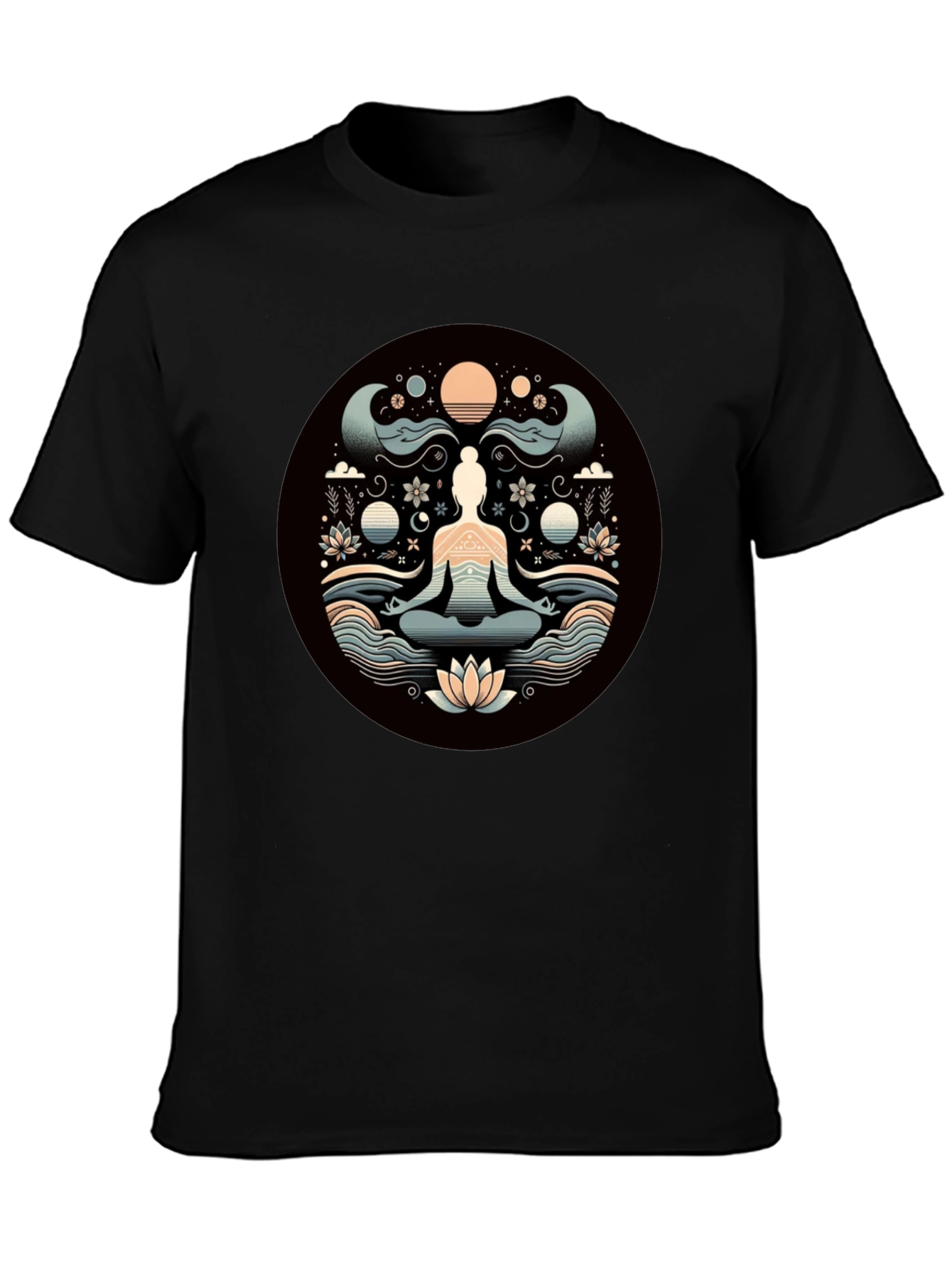 Meditative Lotus Graphic Tee - Yoga Zen Vibe