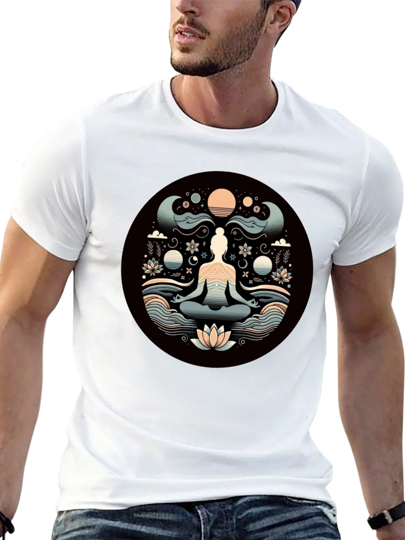 Meditative Lotus Graphic Tee - Yoga Zen Vibe