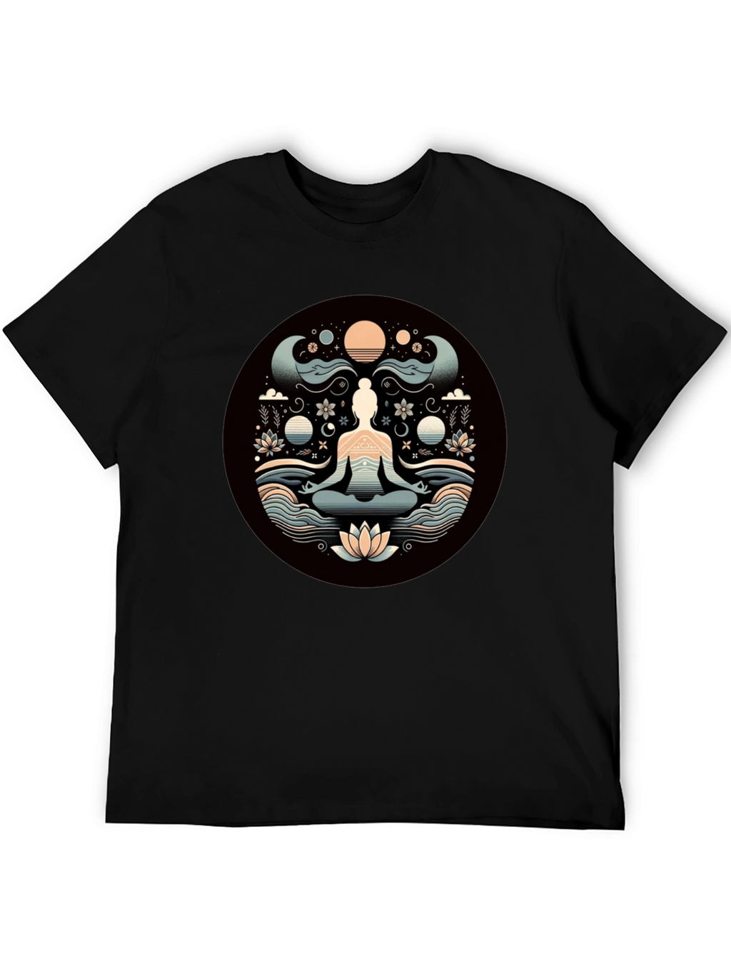 Meditative Lotus Graphic Tee - Yoga Zen Vibe