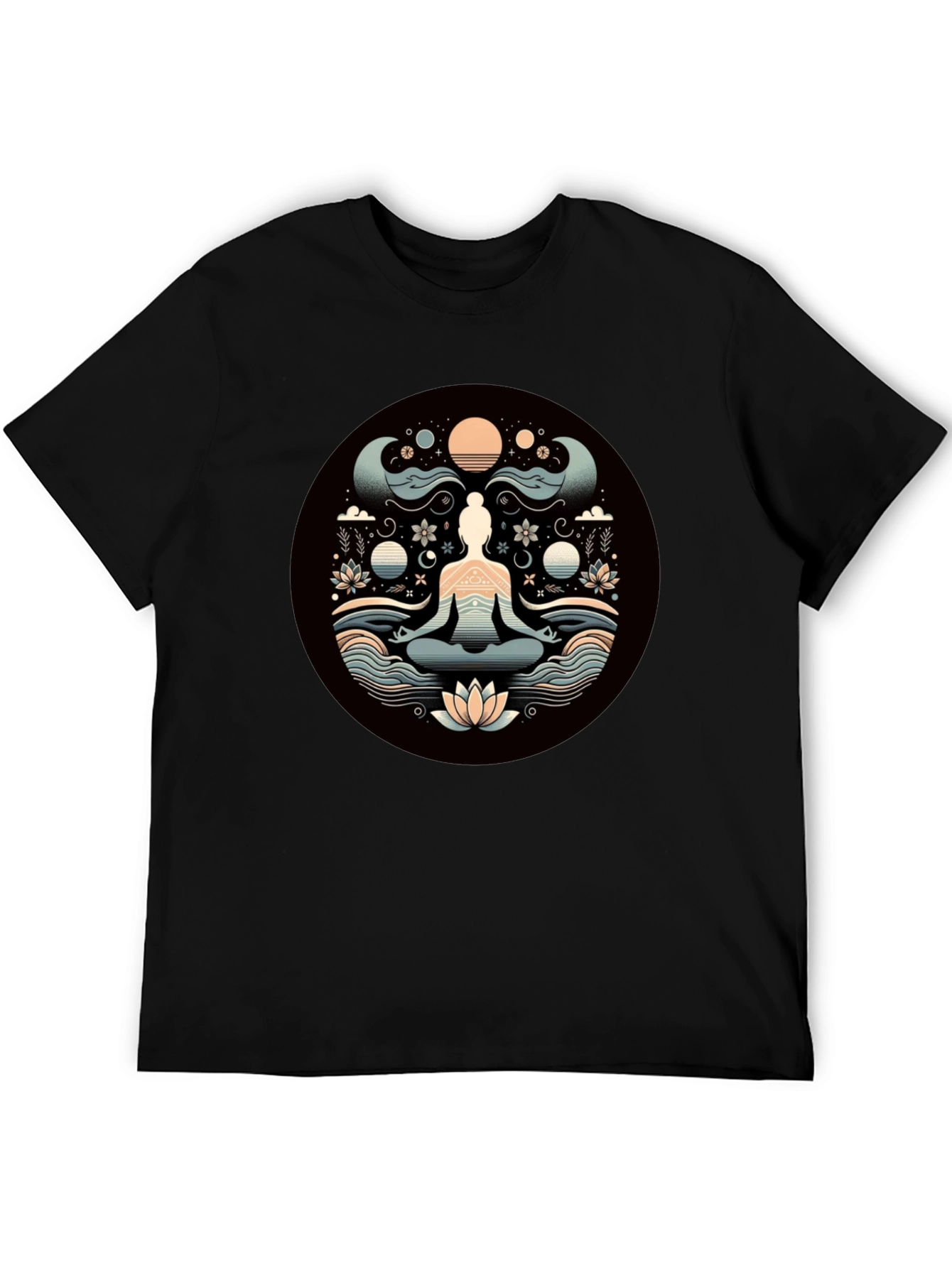 Meditative Lotus Graphic Tee - Yoga Zen Vibe