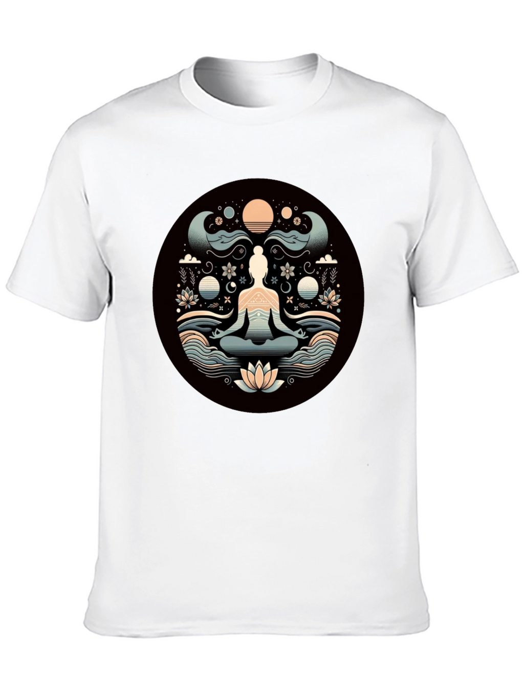 Meditative Lotus Graphic Tee - Yoga Zen Vibe