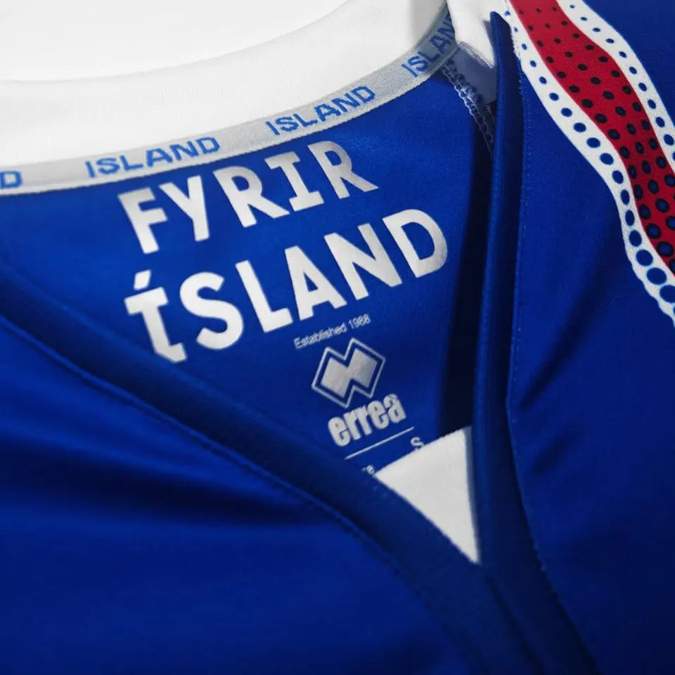 2016/17 Iceland Home Blue Retro Retro Jersey Detail 1
