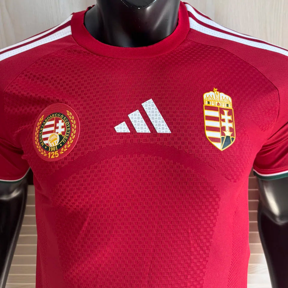2026/27 Hungary Home Red Player Version Soccer Jersey Detail 1