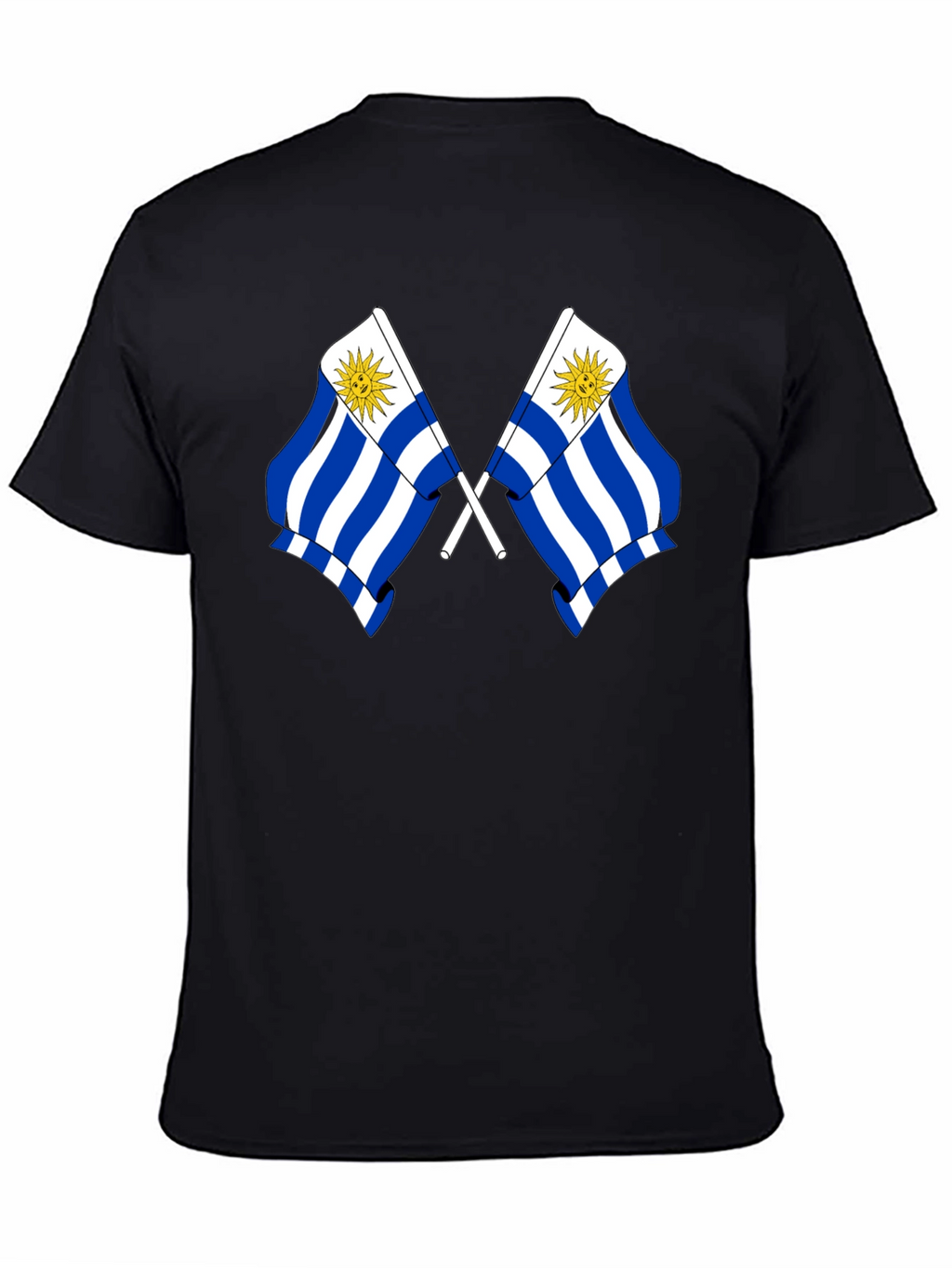 Uruguay Flag Graphic Tee - Black Cotton T-Shirt