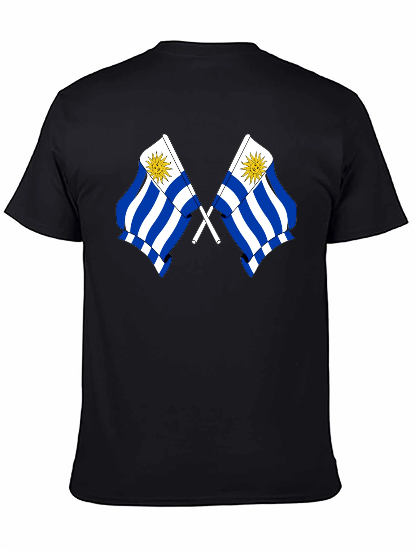 Uruguay Flag Graphic Tee - Black Cotton T-Shirt