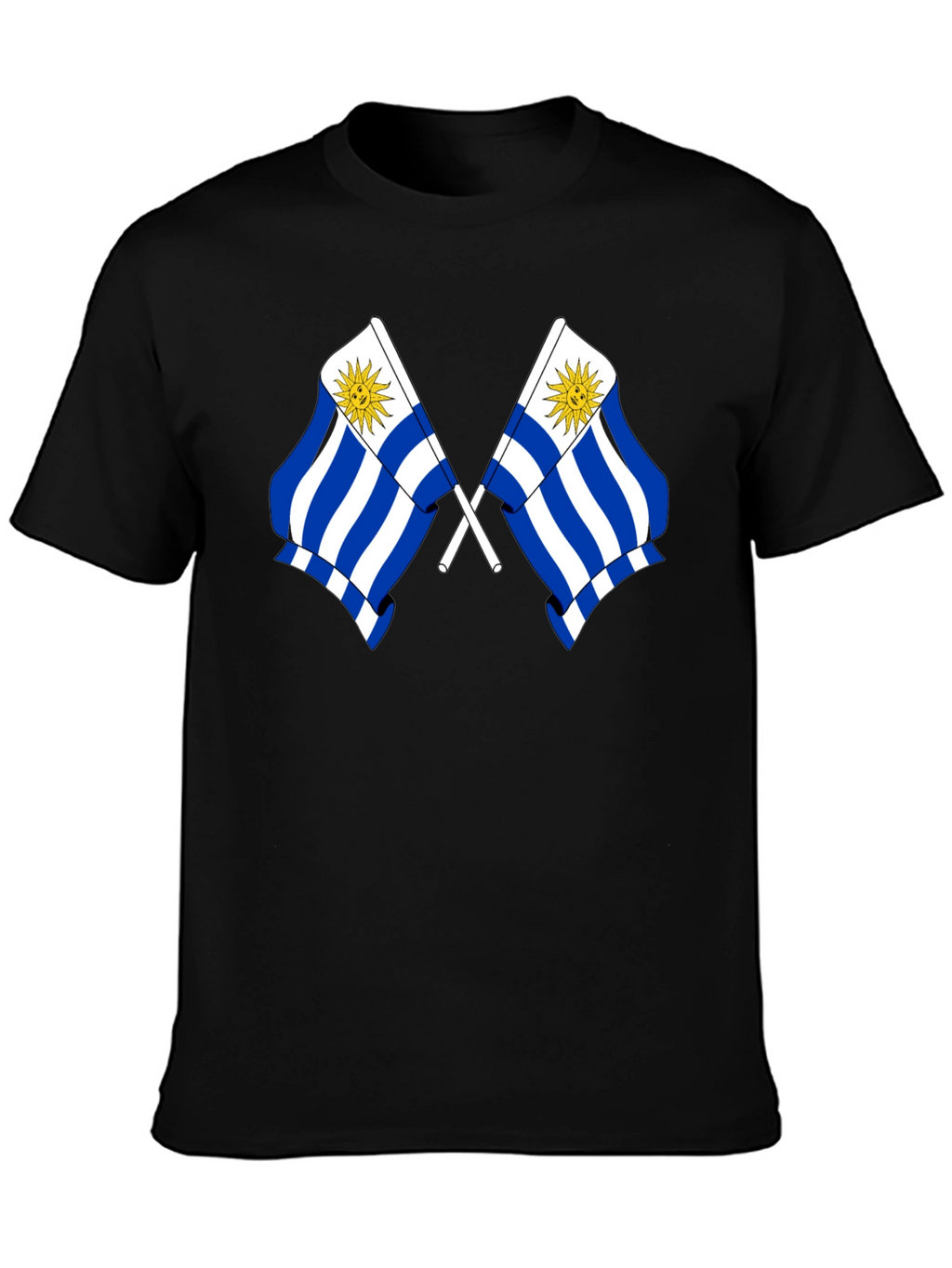 Uruguay Flag Graphic Tee - Black Cotton T-Shirt