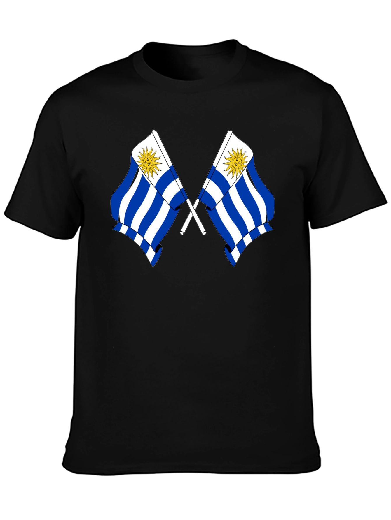 Uruguay Flag Graphic Tee - Black Cotton T-Shirt