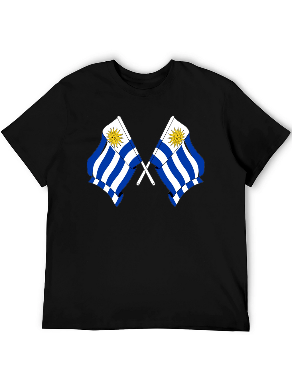 Uruguay Flag Graphic Tee - Black Cotton T-Shirt