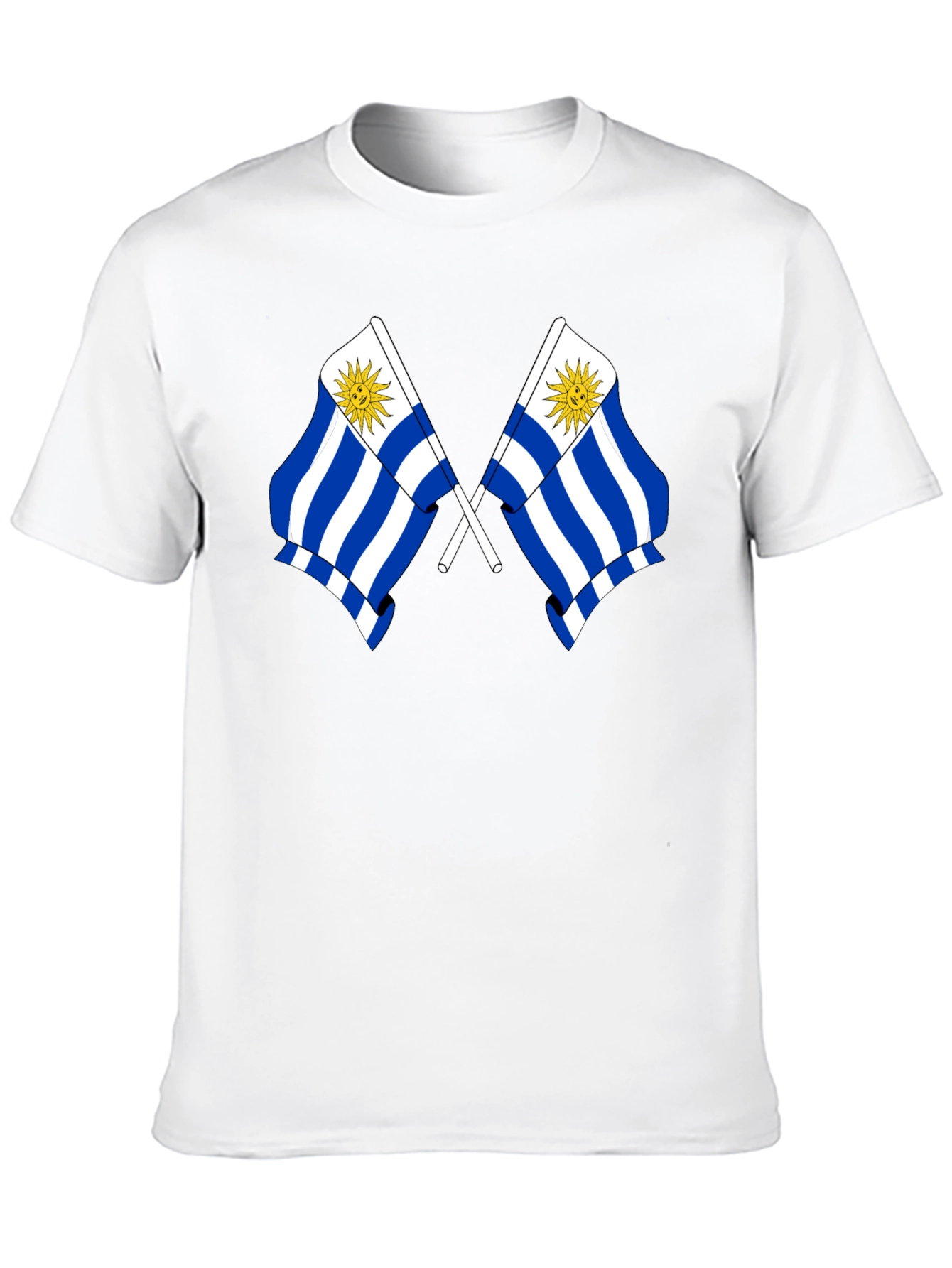 Uruguay Flag Graphic Tee - Black Cotton T-Shirt