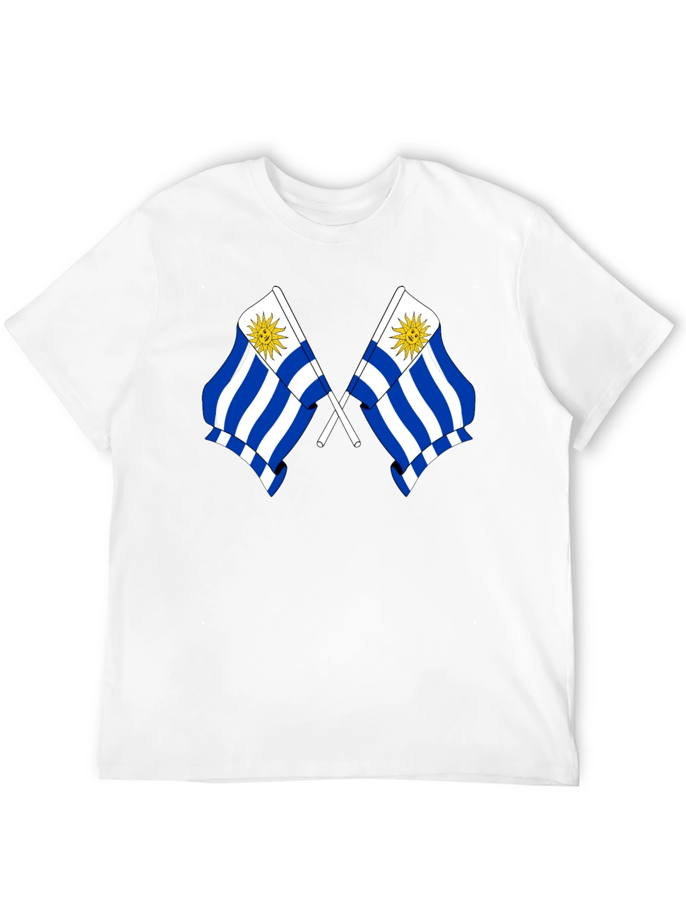 Uruguay Flag Graphic Tee - Black Cotton T-Shirt