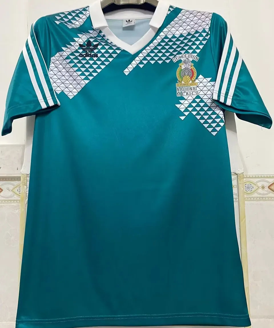 1990 Mexico Home Green Retro Soccer Jersey Front